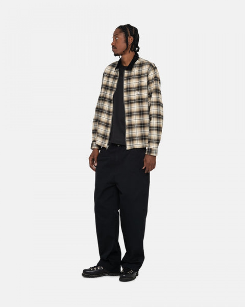 Stussy Frank Plaid Zip Shirt Gömlek Erkek Koyu Gri Türkiye | MOT-3068