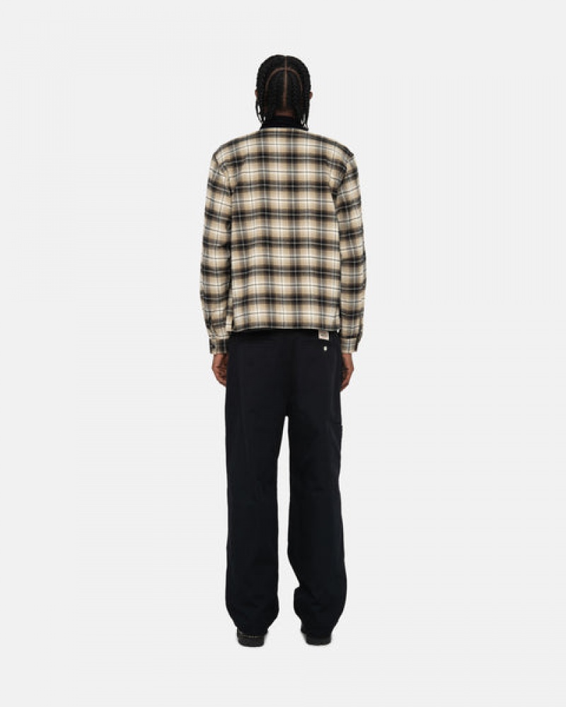 Stussy Frank Plaid Zip Shirt Gömlek Erkek Koyu Gri Türkiye | MOT-3068