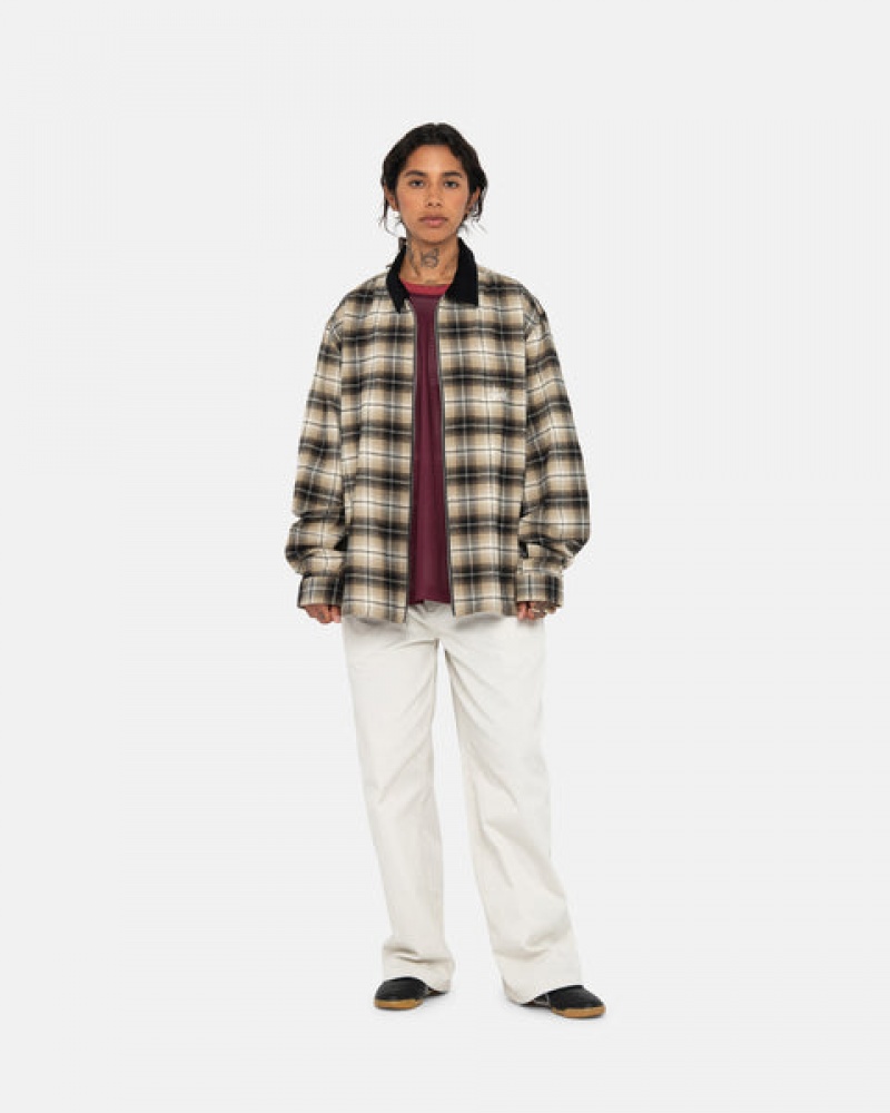 Stussy Frank Plaid Zip Shirt Gömlek Erkek Koyu Gri Türkiye | MOT-3068