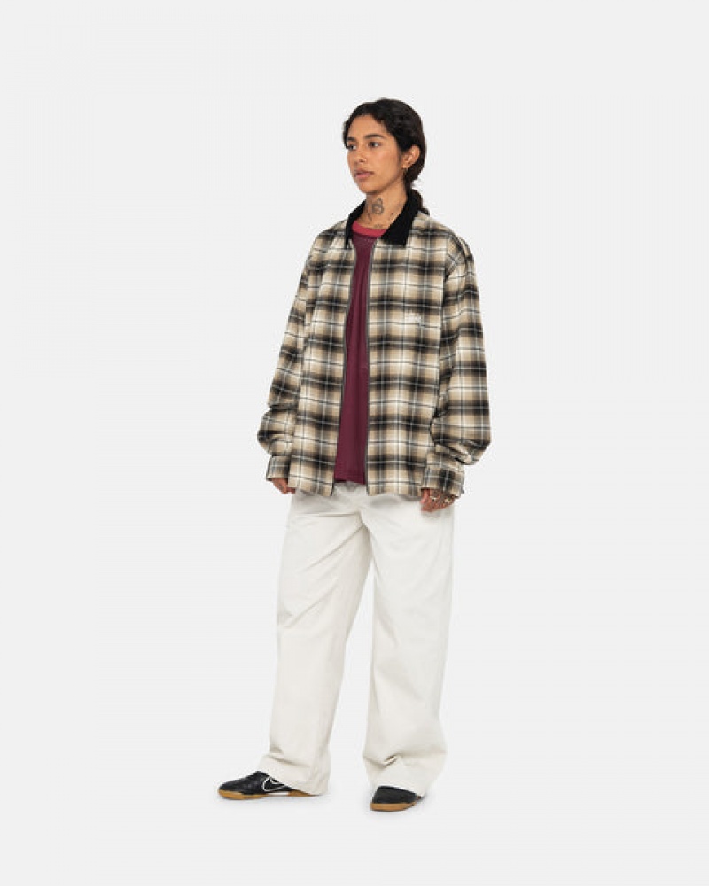 Stussy Frank Plaid Zip Shirt Gömlek Erkek Koyu Gri Türkiye | MOT-3068