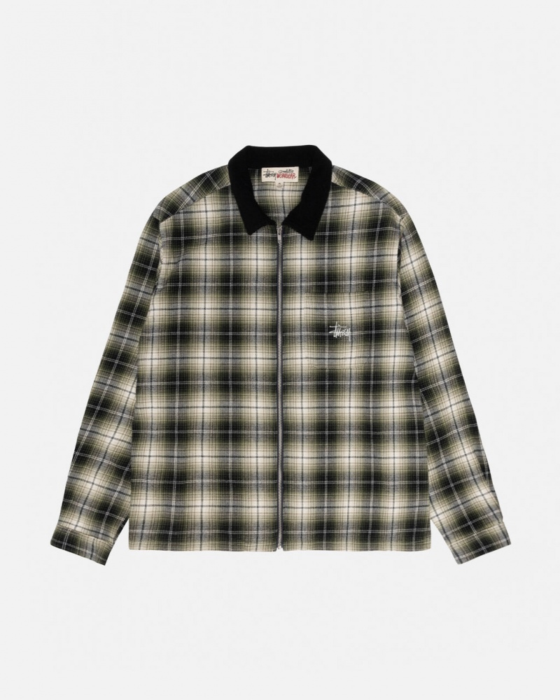 Stussy Frank Plaid Zip Shirt Gömlek Kadın Koyu Gri Türkiye | KJZ-4182