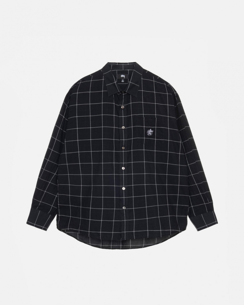 Stussy Light Weight Klasik Shirt Gömlek Kadın Siyah Türkiye | RRW-4979