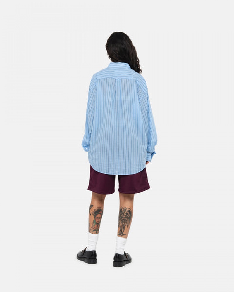 Stussy Light Weight Klasik Shirt Gömlek Kadın Mavi Türkiye | HMT-3908