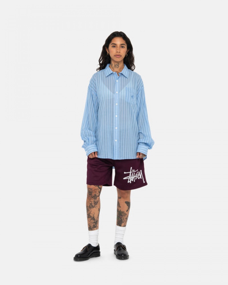 Stussy Light Weight Klasik Shirt Gömlek Kadın Mavi Türkiye | HMT-3908