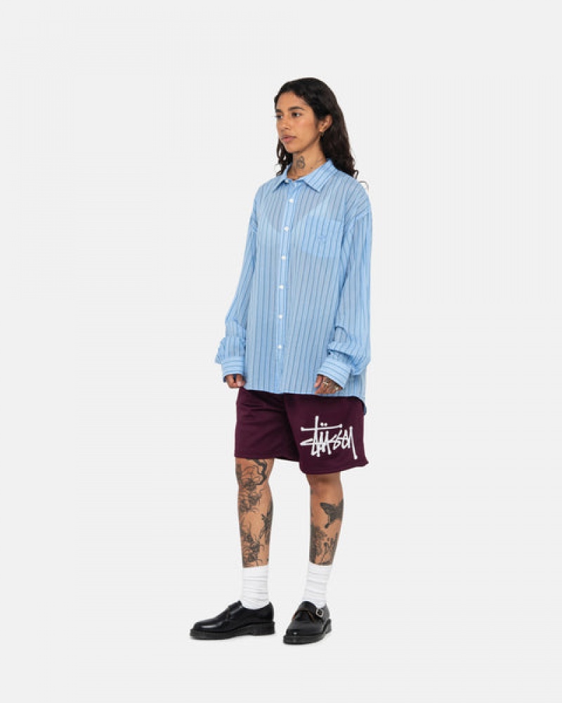 Stussy Light Weight Klasik Shirt Gömlek Kadın Mavi Türkiye | HMT-3908