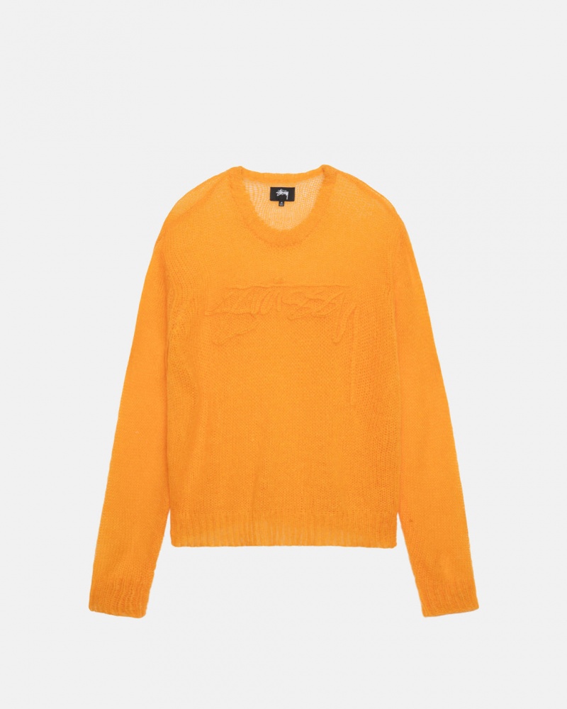 Stussy Loose Knit Kazak Kazak Erkek Turuncu Türkiye | OAD-9314