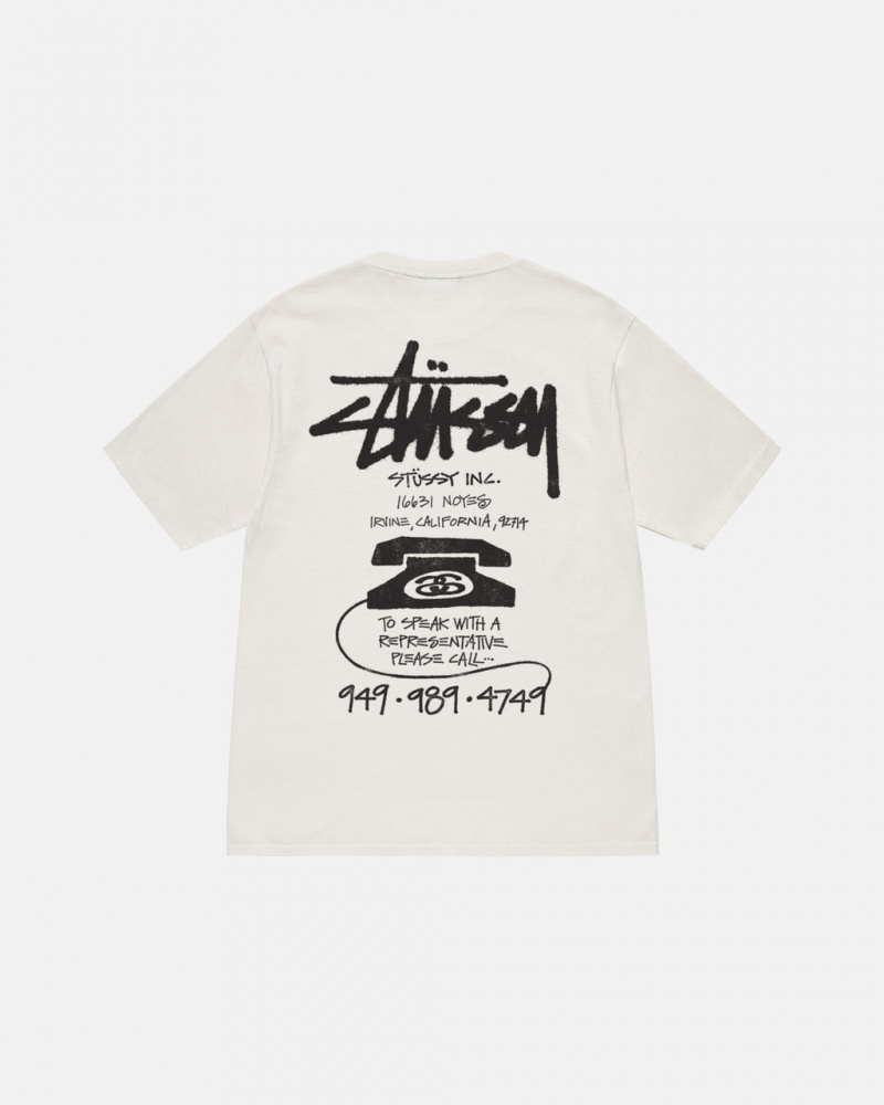 Stussy Old Phone Tee Pigment Dyed T shirt Erkek Bej Rengi Türkiye | XRS-3677