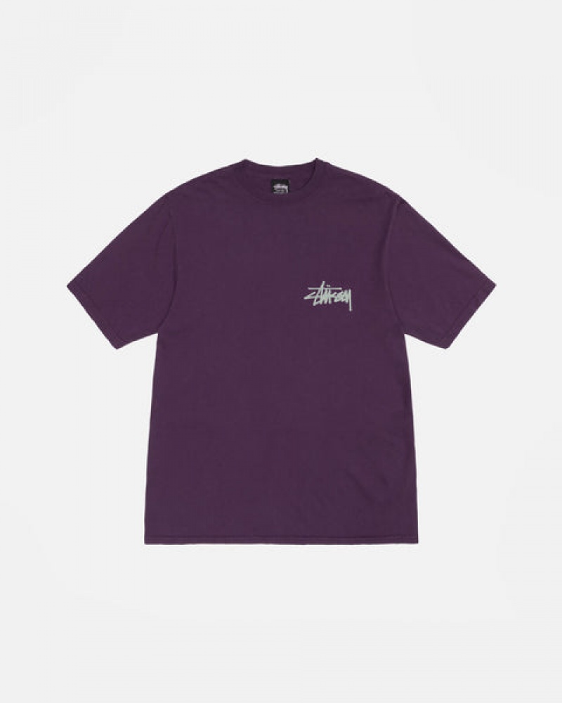 Stussy Old Phone Tee Pigment Dyed T shirt Erkek Mor Türkiye | NRZ-8746