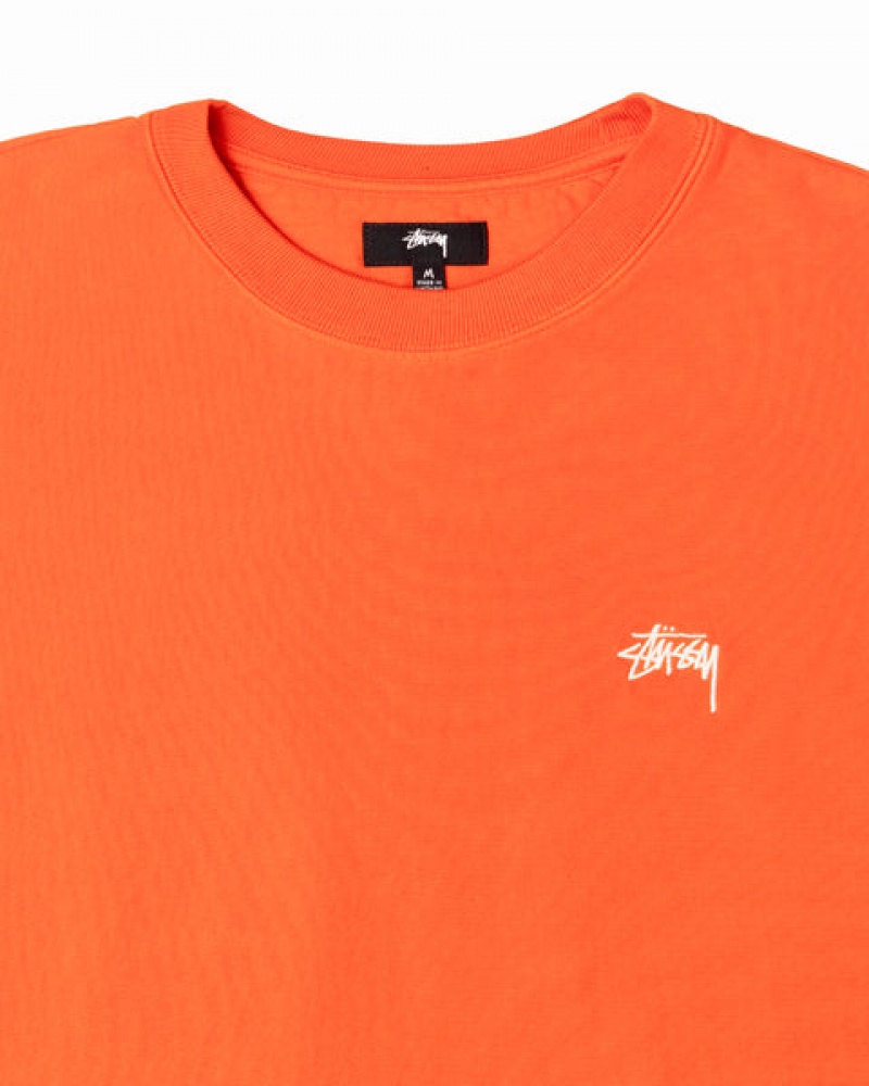 Stussy Overdyed Stock Logo Crew Tişörtü Erkek Turuncu Türkiye | SYI-0439