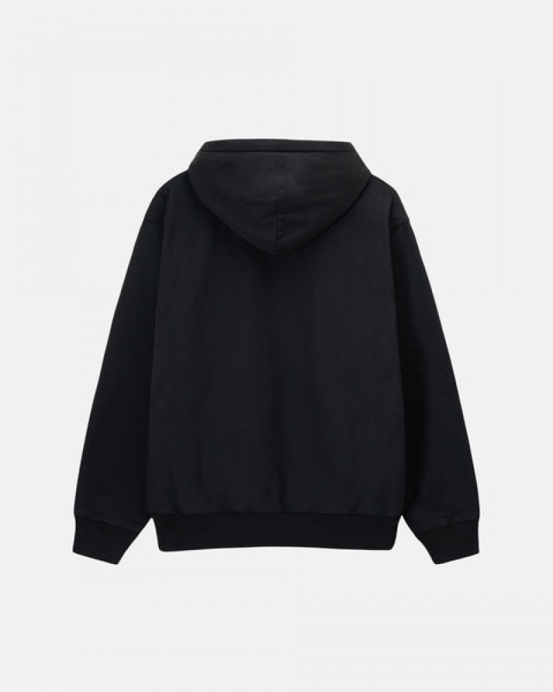 Stussy Overdyed Stock Logo Hoodie Erkek Siyah Türkiye | QMO-6762