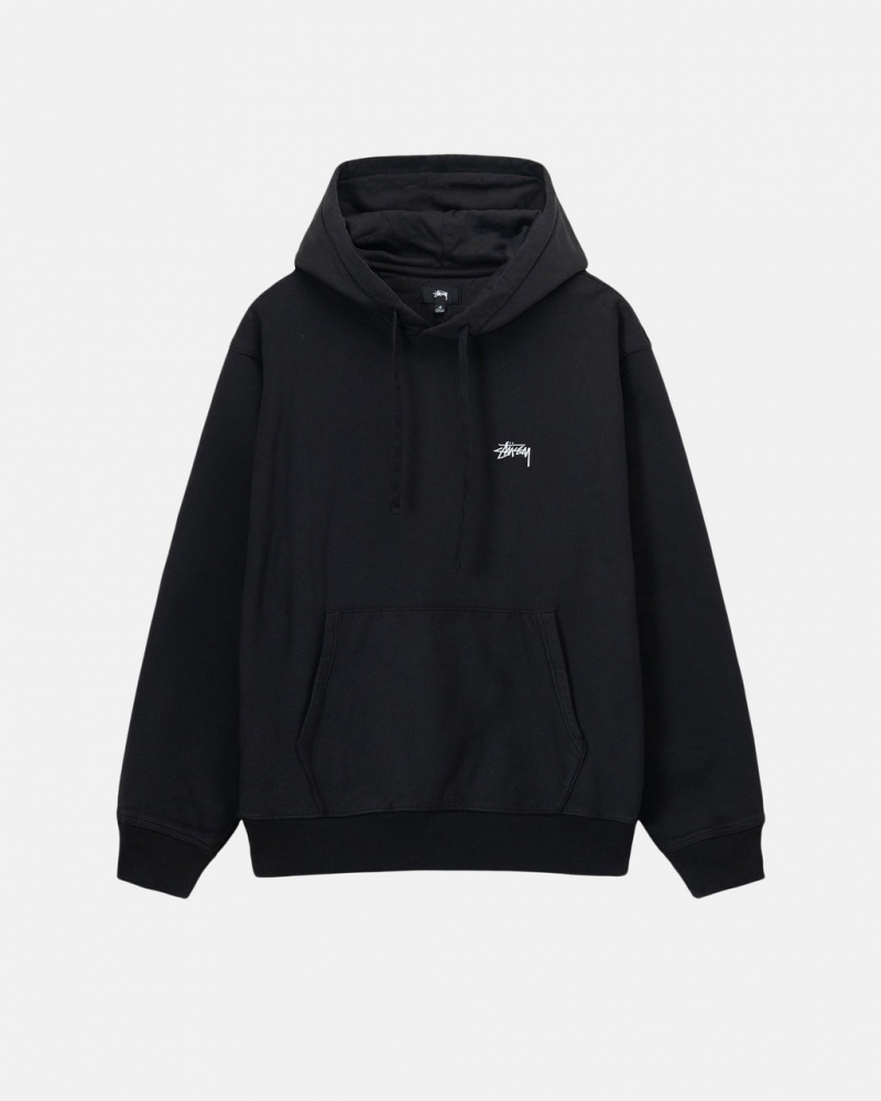 Stussy Overdyed Stock Logo Hoodie Erkek Siyah Türkiye | QMO-6762