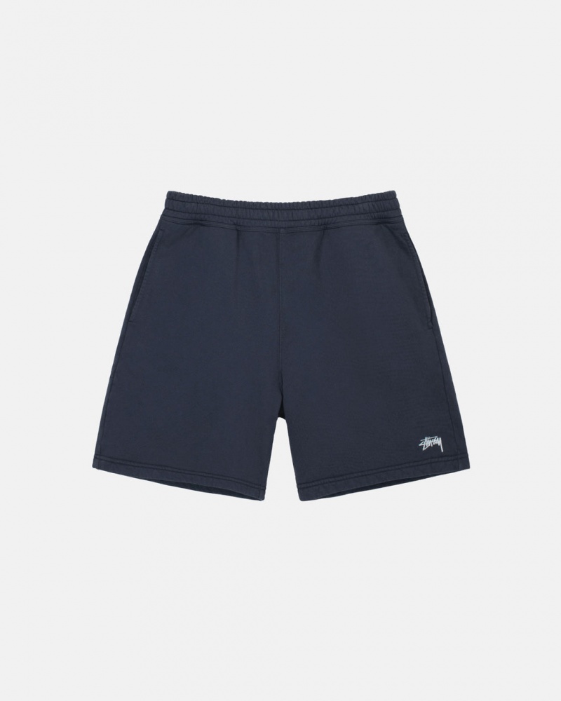 Stussy Overdyed Stock Logo Sweat Kısa Sweatshorts Erkek Lacivert Türkiye | BFQ-6568