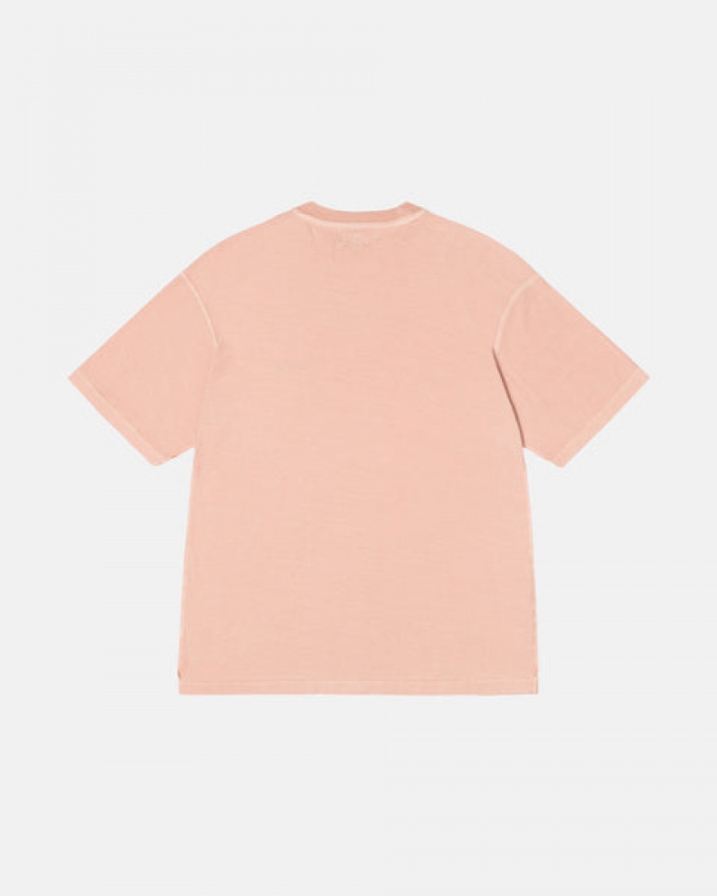 Stussy Pig. Dyed Inside Out Crew T shirt Erkek Açık Pembe Türkiye | GDI-5562