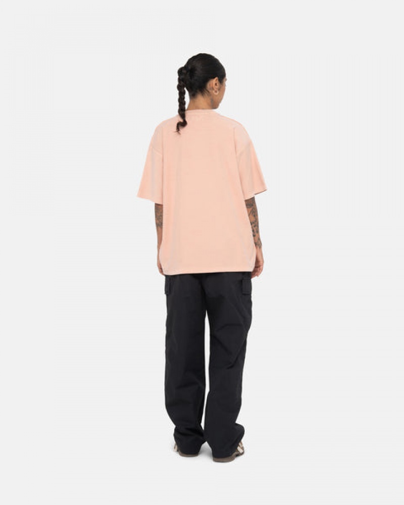 Stussy Pig. Dyed Inside Out Crew T shirt Erkek Açık Pembe Türkiye | GDI-5562