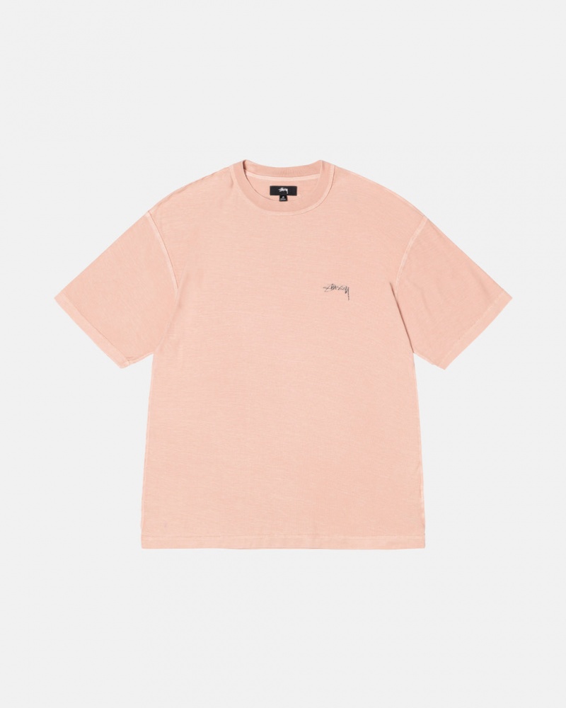 Stussy Pig. Dyed Inside Out Crew T shirt Erkek Açık Pembe Türkiye | GDI-5562