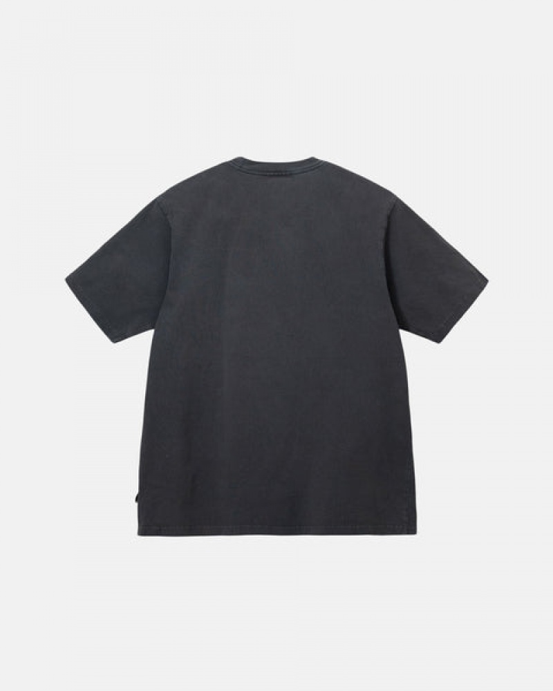 Stussy Pigment Dyed Crew T shirt Erkek Siyah Türkiye | MWJ-8718