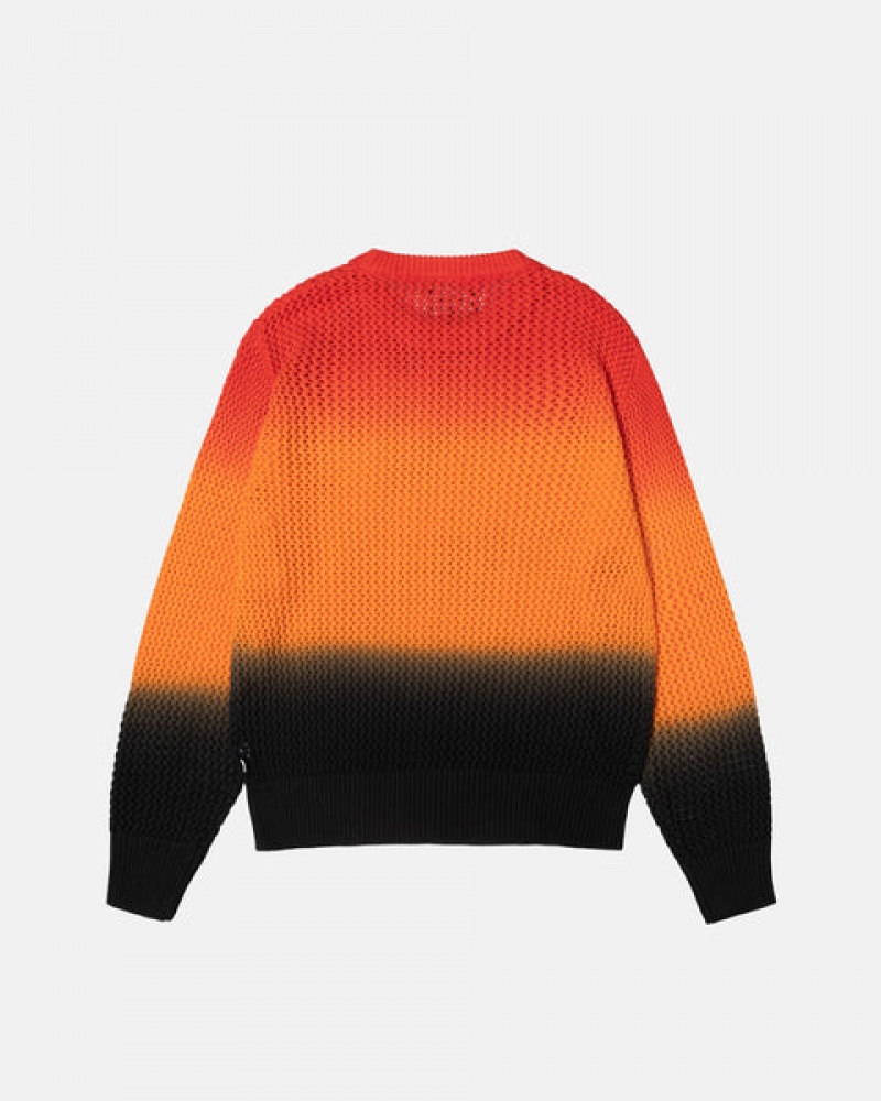 Stussy Pigment Dyed Loose Gauge Knit Kazak Kazak Erkek Siyah Kırmızı Türkiye | EOP-0652