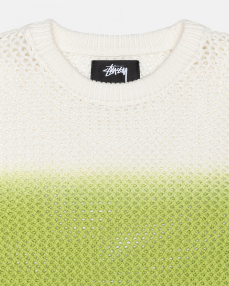 Stussy Pigment Dyed Loose Gauge Knit Kazak Kazak Kadın Koyu Yeşil Türkiye | CQV-5596