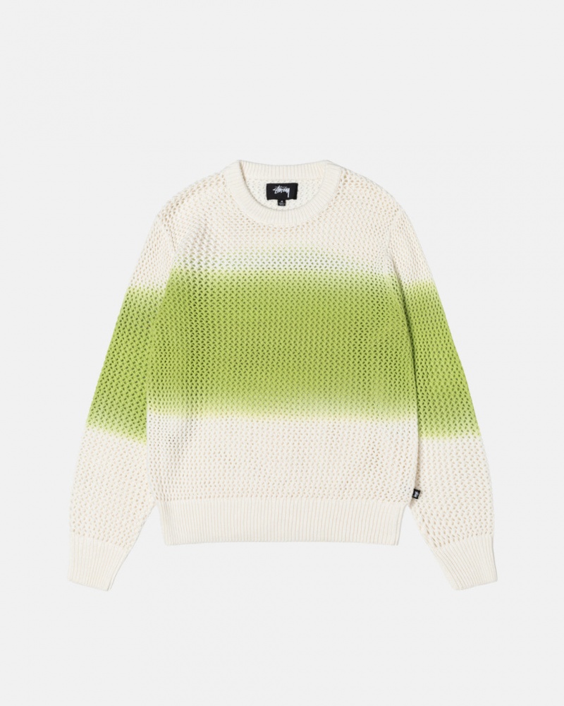 Stussy Pigment Dyed Loose Gauge Knit Kazak Kazak Kadın Koyu Yeşil Türkiye | CQV-5596