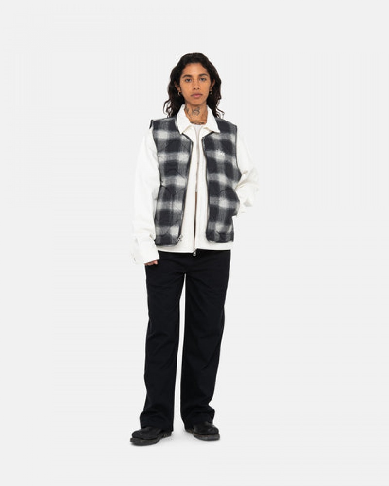 Stussy Plaid Naylon Liner Vest Yelek Erkek Siyah Türkiye | TUJ-3492