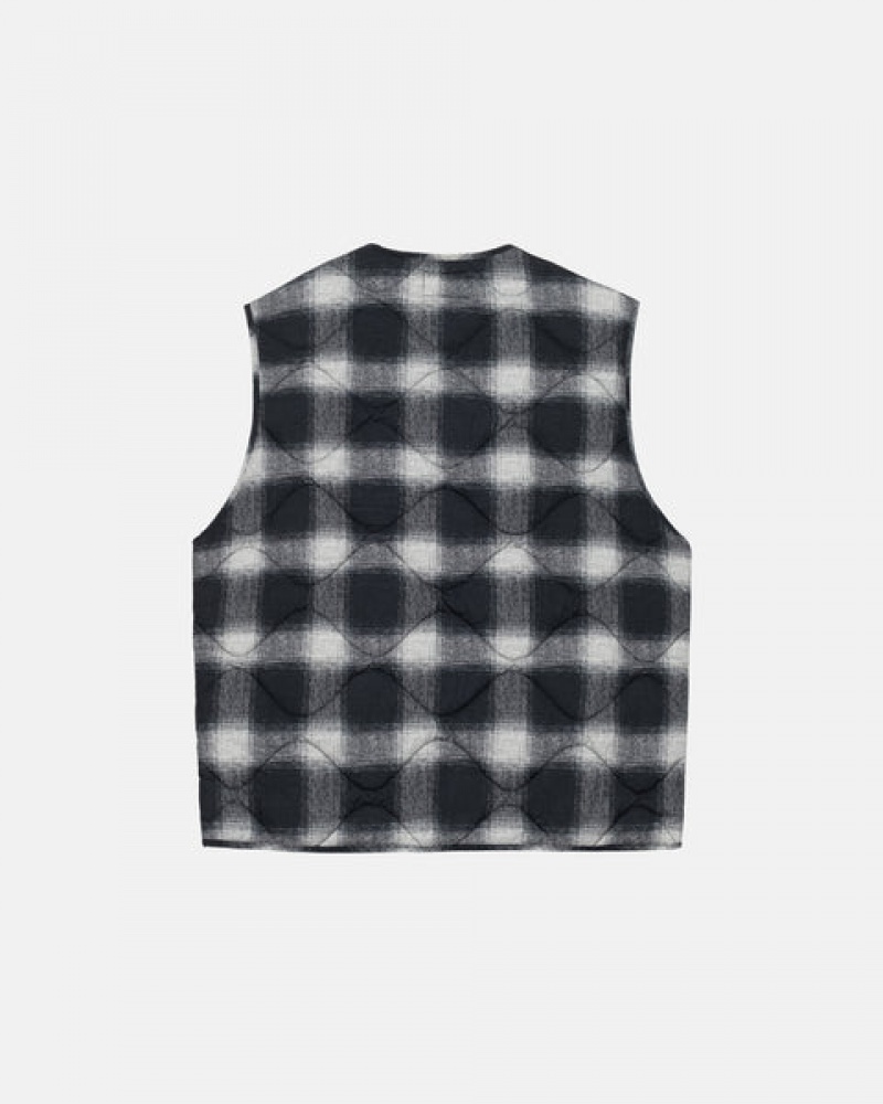 Stussy Plaid Naylon Liner Vest Yelek Kadın Siyah Türkiye | MYR-1023