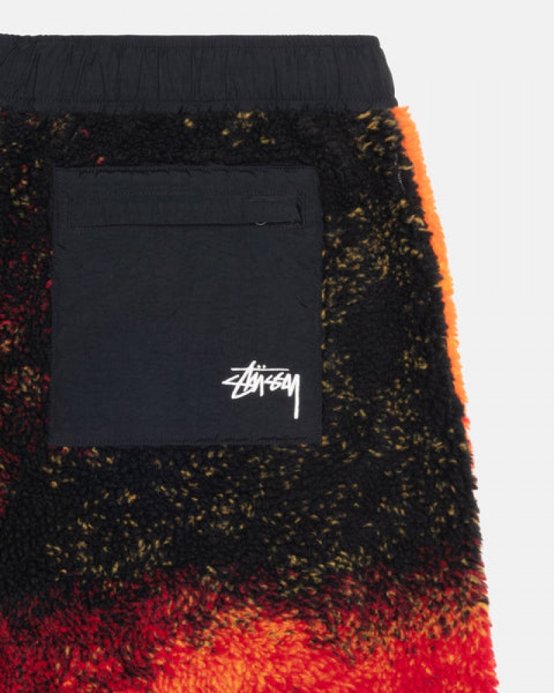 Stussy Sherpa Kısa Şort Erkek Siyah Kırmızı Türkiye | ANE-1548