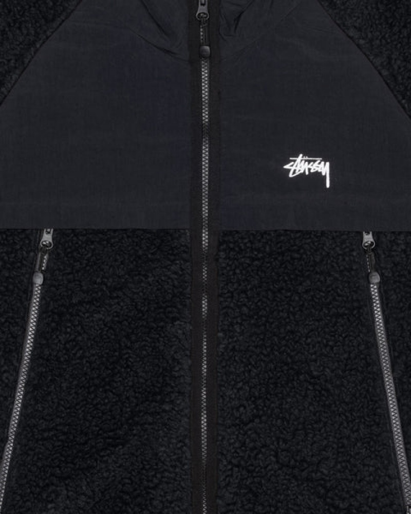 Stussy Sherpa Paneled Kukuletalı Jacket Mont Kadın Siyah Türkiye | GFP-1211