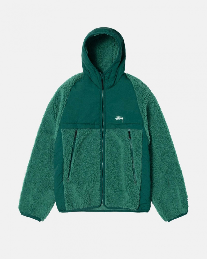 Stussy Sherpa Paneled Kukuletalı Jacket Mont Kadın Turkuaz Türkiye | DFQ-9570