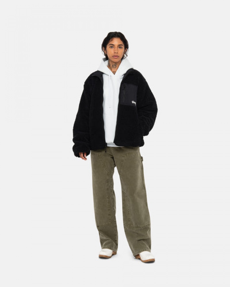 Stussy Sherpa Reversible Jacket Mont Erkek Siyah Türkiye | REZ-4176