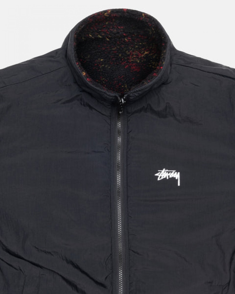 Stussy Sherpa Reversible Jacket Mont Erkek Siyah Kırmızı Türkiye | HPU-5889