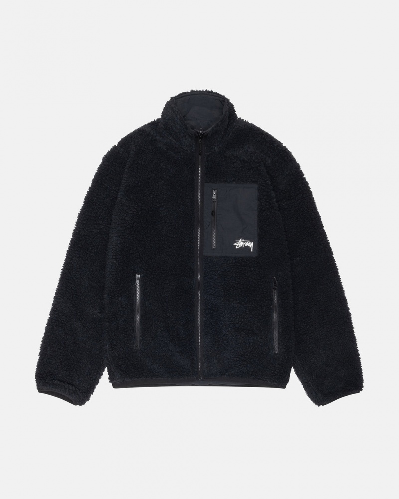 Stussy Sherpa Reversible Jacket Mont Kadın Siyah Türkiye | RJR-9518