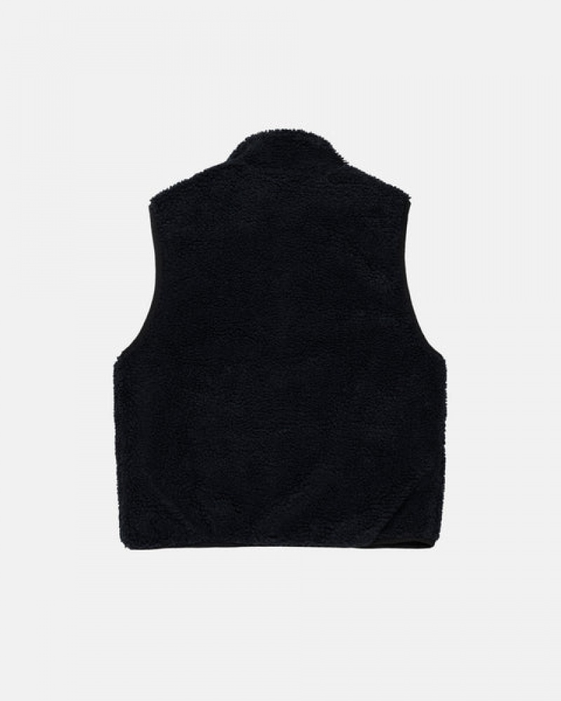 Stussy Sherpa Reversible Vest Yelek Erkek Siyah Türkiye | LLM-9619