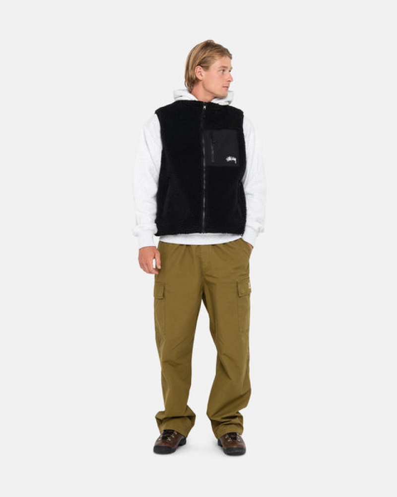 Stussy Sherpa Reversible Vest Yelek Erkek Siyah Türkiye | LLM-9619