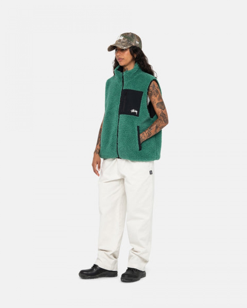 Stussy Sherpa Reversible Vest Yelek Erkek Turkuaz Türkiye | QNN-4988