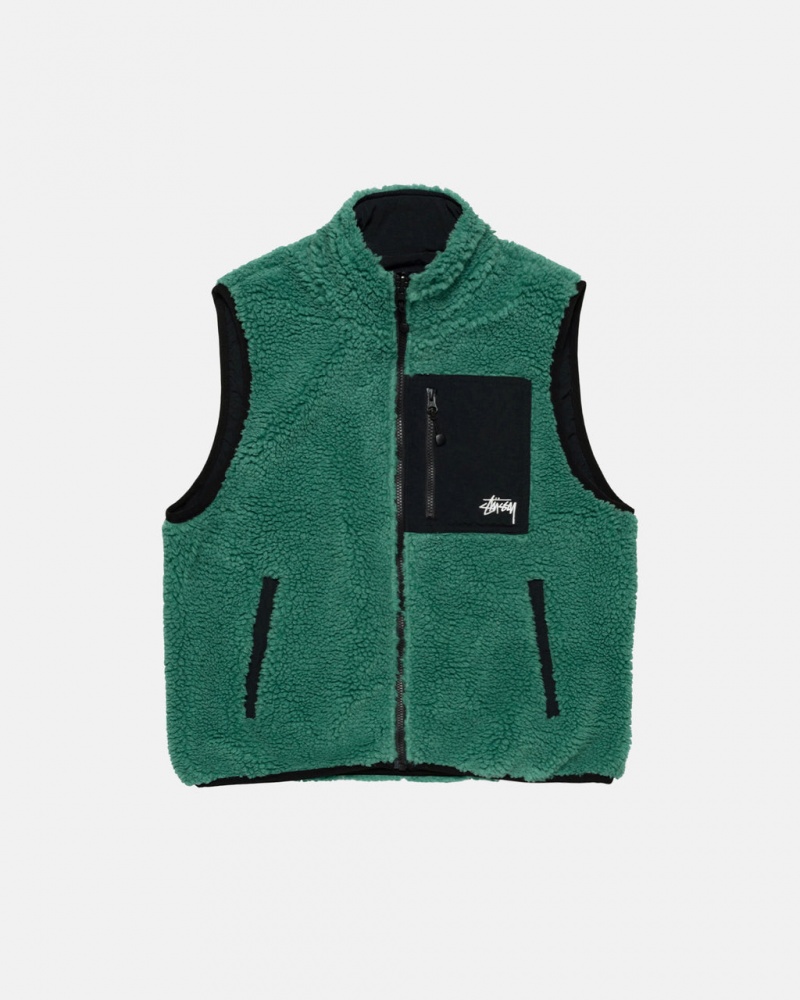 Stussy Sherpa Reversible Vest Yelek Erkek Turkuaz Türkiye | QNN-4988