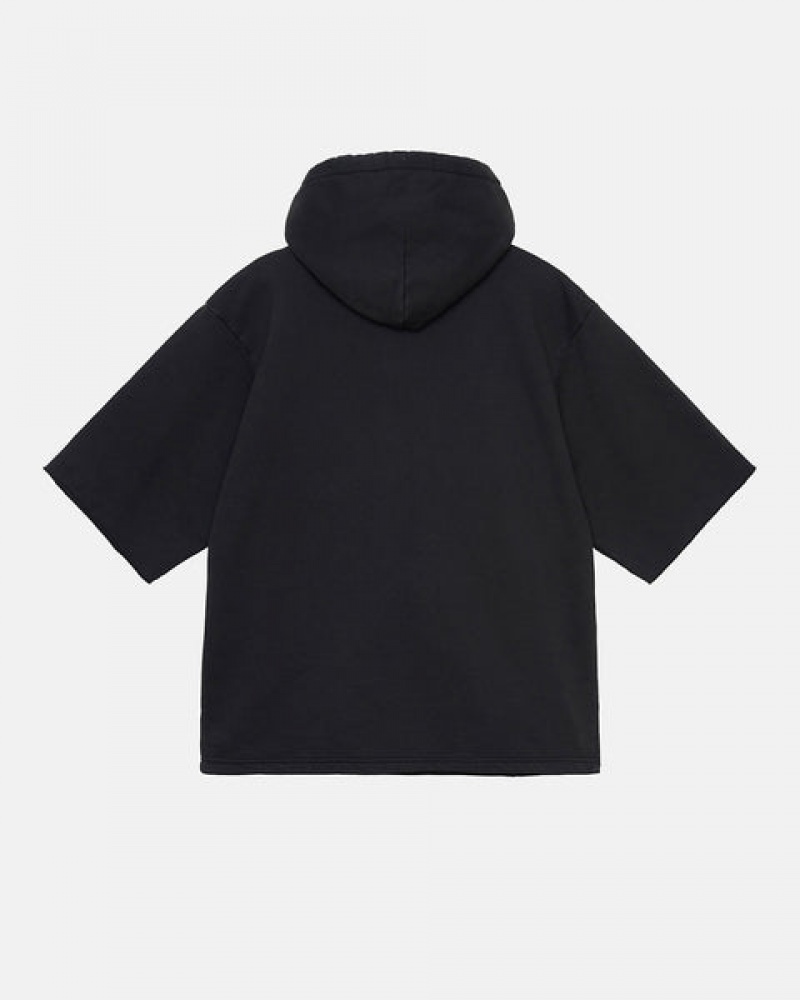 Stussy Ss Boxy Cropped Hoodie Kadın Siyah Türkiye | TDU-2130