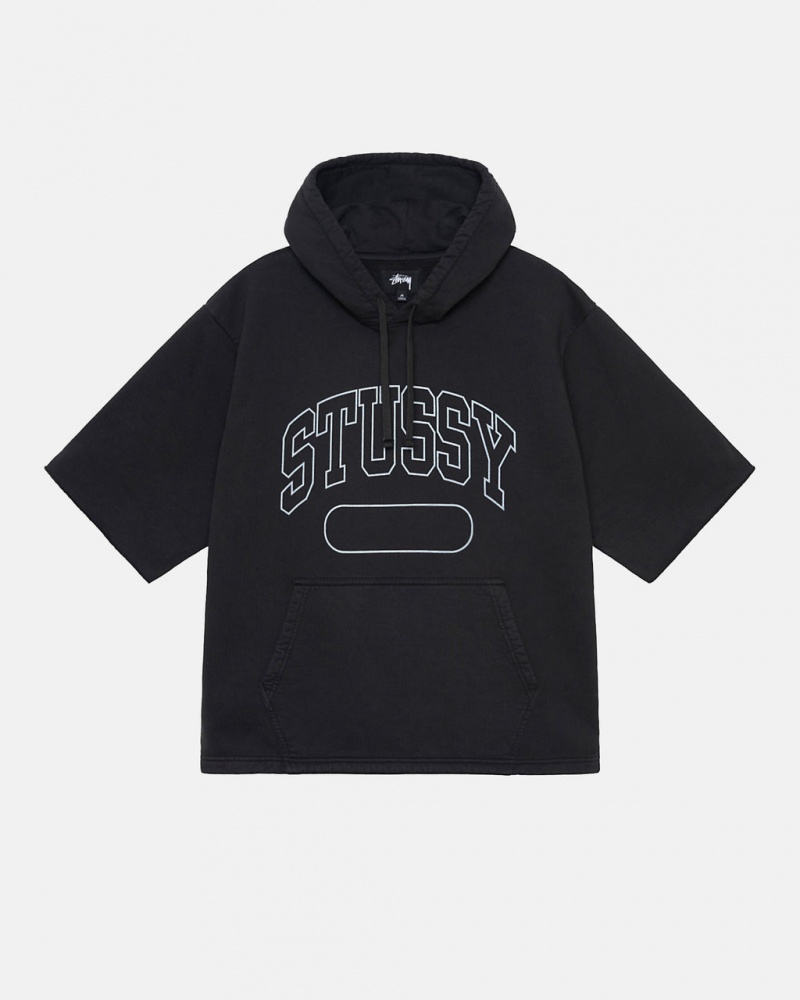 Stussy Ss Boxy Cropped Hoodie Kadın Siyah Türkiye | TDU-2130