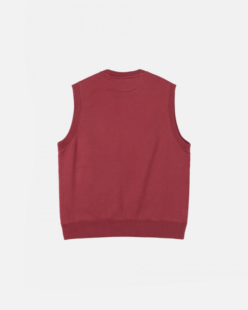 Stussy Stock Fleece Vest Tişörtü Erkek Bordo Türkiye | SYK-7982