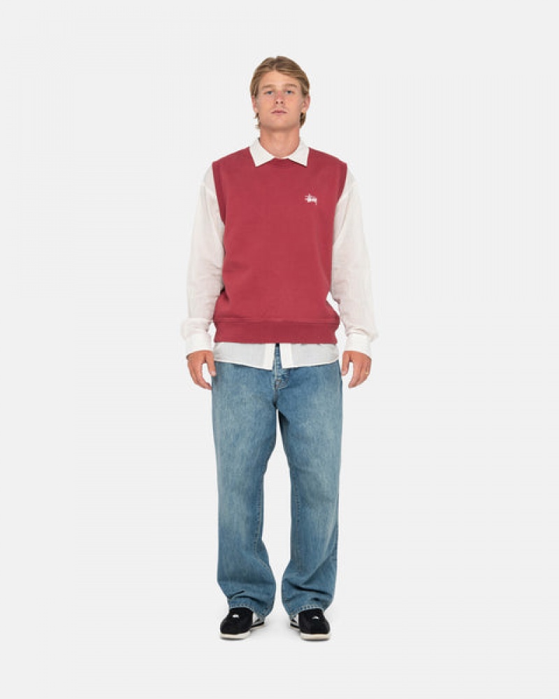 Stussy Stock Fleece Vest Tişörtü Erkek Bordo Türkiye | SYK-7982