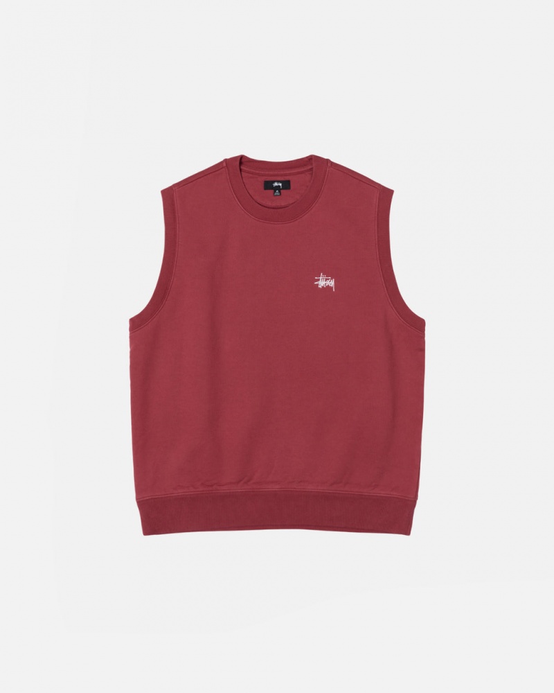 Stussy Stock Fleece Vest Tişörtü Erkek Bordo Türkiye | SYK-7982