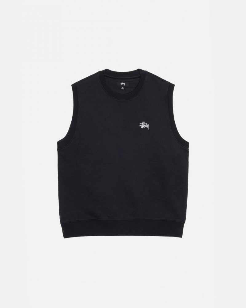 Stussy Stock Fleece Vest Tişörtü Erkek Siyah Türkiye | CII-9849