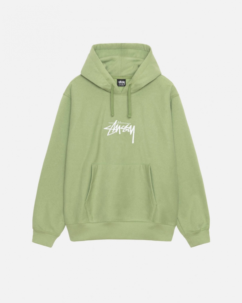 Stussy Stock Logo Applique Hood Tişörtü Erkek Yeşil Türkiye | YSQ-7692