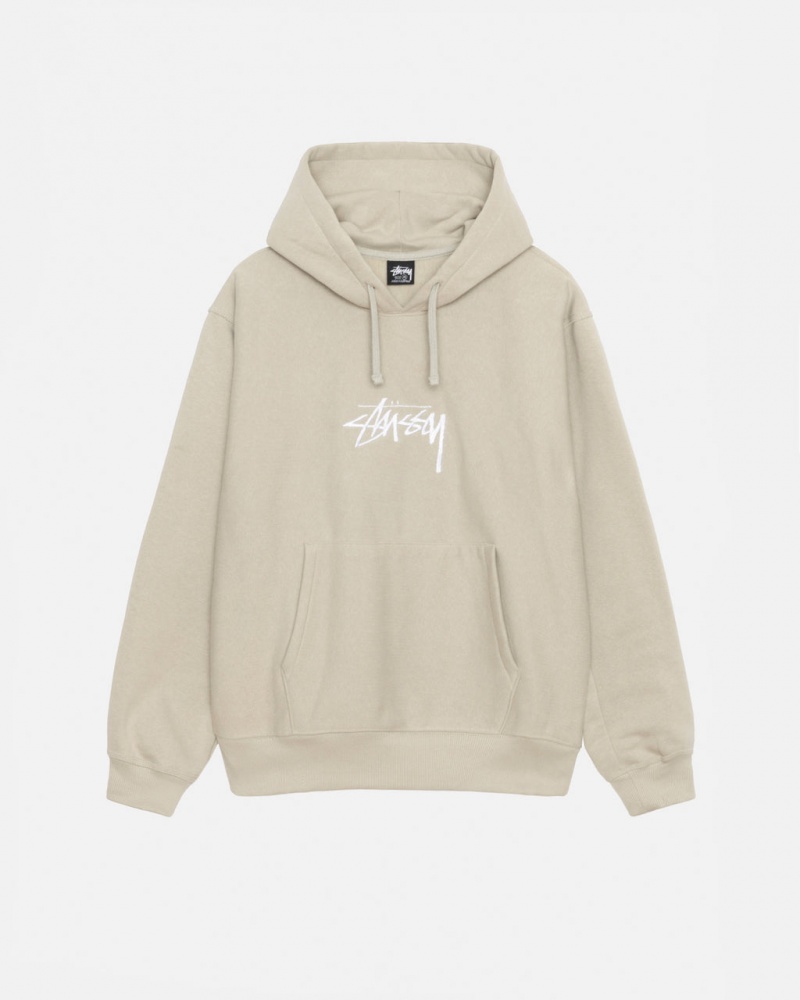 Stussy Stock Logo Applique Hood Tişörtü Erkek Haki Türkiye | LZB-8752