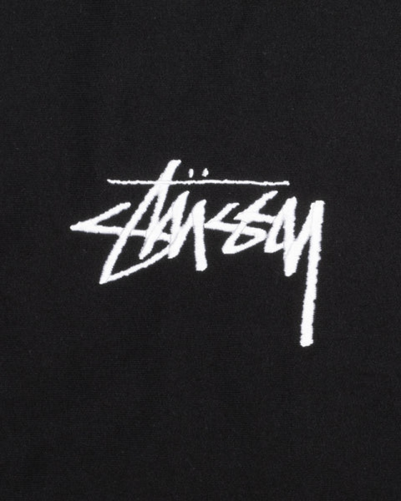 Stussy Stock Logo Applique Hoodie Kadın Siyah Türkiye | MYS-1771