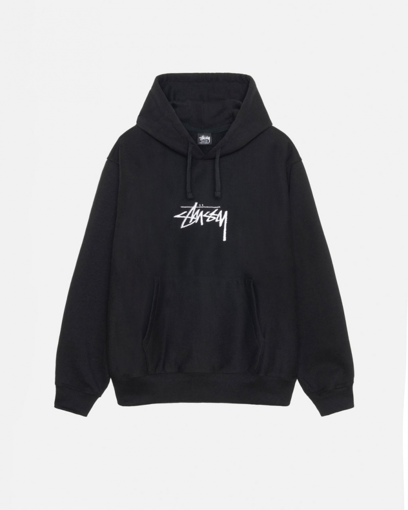 Stussy Stock Logo Applique Hoodie Kadın Siyah Türkiye | MYS-1771