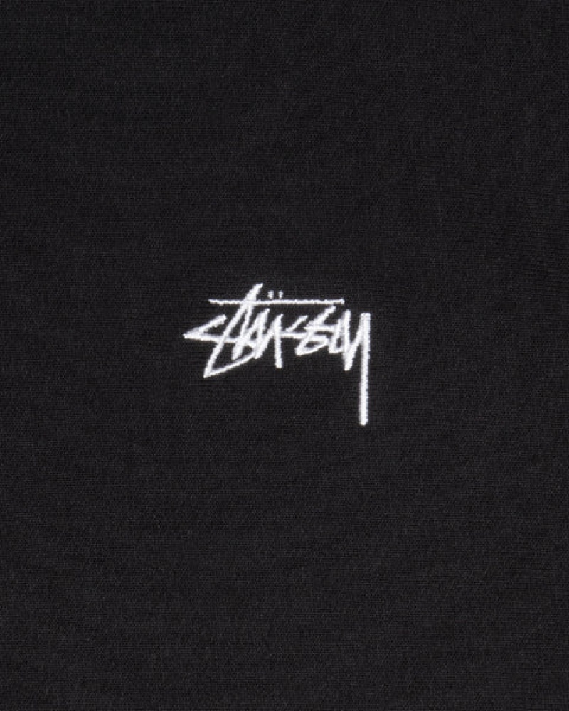 Stussy Stock Logo Crew Tişörtü Erkek Siyah Türkiye | FKU-9544