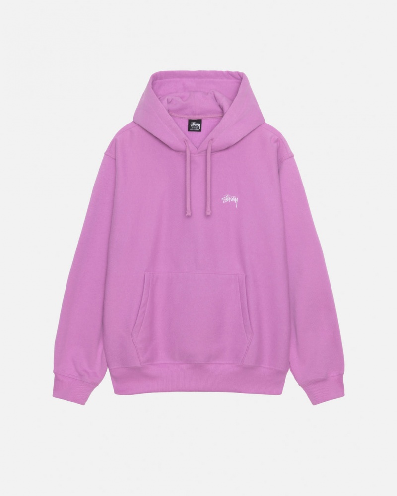 Stussy Stock Logo Hood Tişörtü Erkek Mor Türkiye | NZL-0251