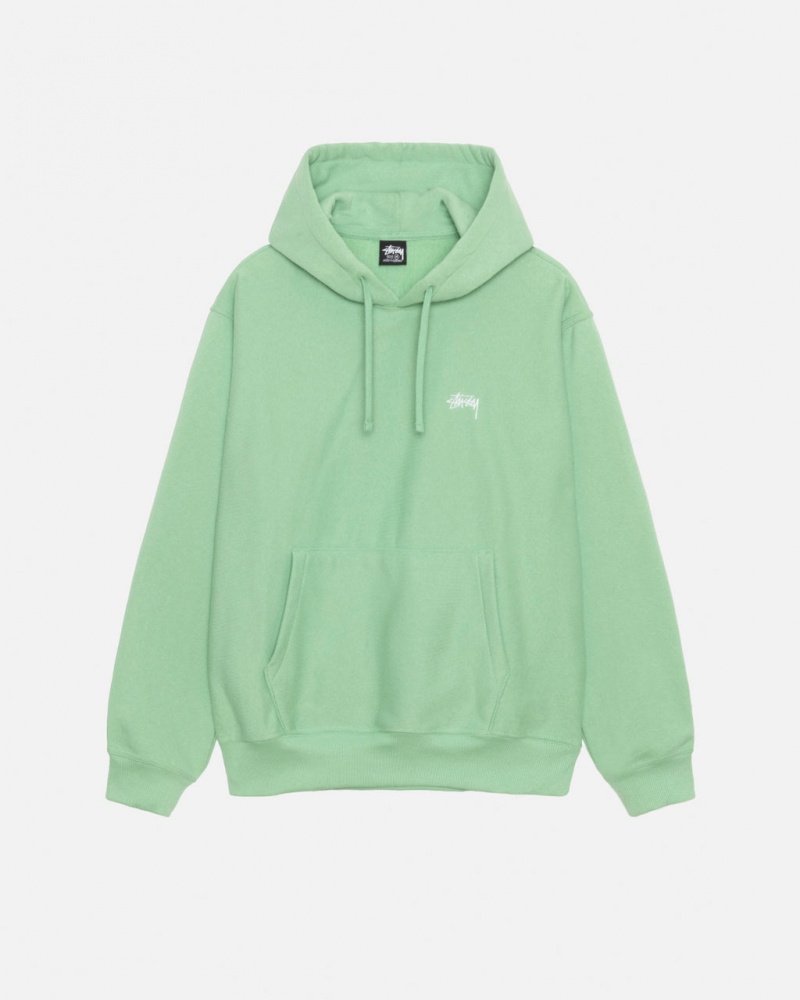 Stussy Stock Logo Hood Tişörtü Erkek Yeşil Türkiye | BUX-5551