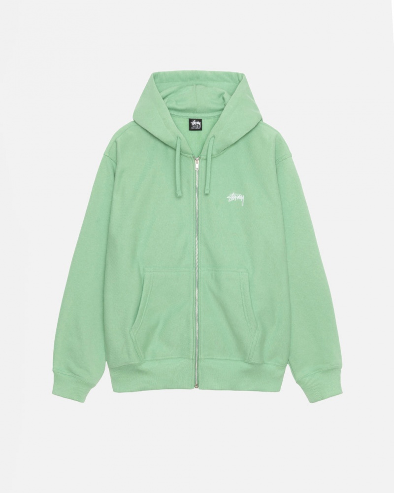 Stussy Stock Logo Zip Hood Tişörtü Erkek Yeşil Türkiye | AET-5093