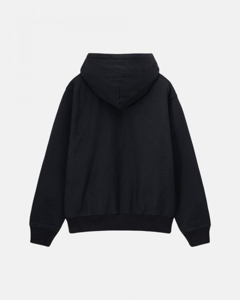 Stussy Stock Logo Zip Hoodie Kadın Siyah Türkiye | SYQ-6827